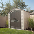 Lifetime 7' x 7' Outdoor Storage Shed with High-Density Polyethylene, Steel-Reinforced, Desert Sand