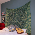 Craft Trade Indian Cotton Mandala Wall Hanging Tapestry for Aesthetic Boho Hippie Living Room, Meditation & Bedroom Décor - Green - 54x84 Inches