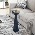 COZAYH Farmhouse Tall Pedestal End Table Small Solid Wood Martini Table Plant Stand Modern Round Drink Table for Small Space Living Room, Dark Blue