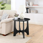 25" Round End Table, Wooden Side Table,Night Stand for Living Room,Reception Room