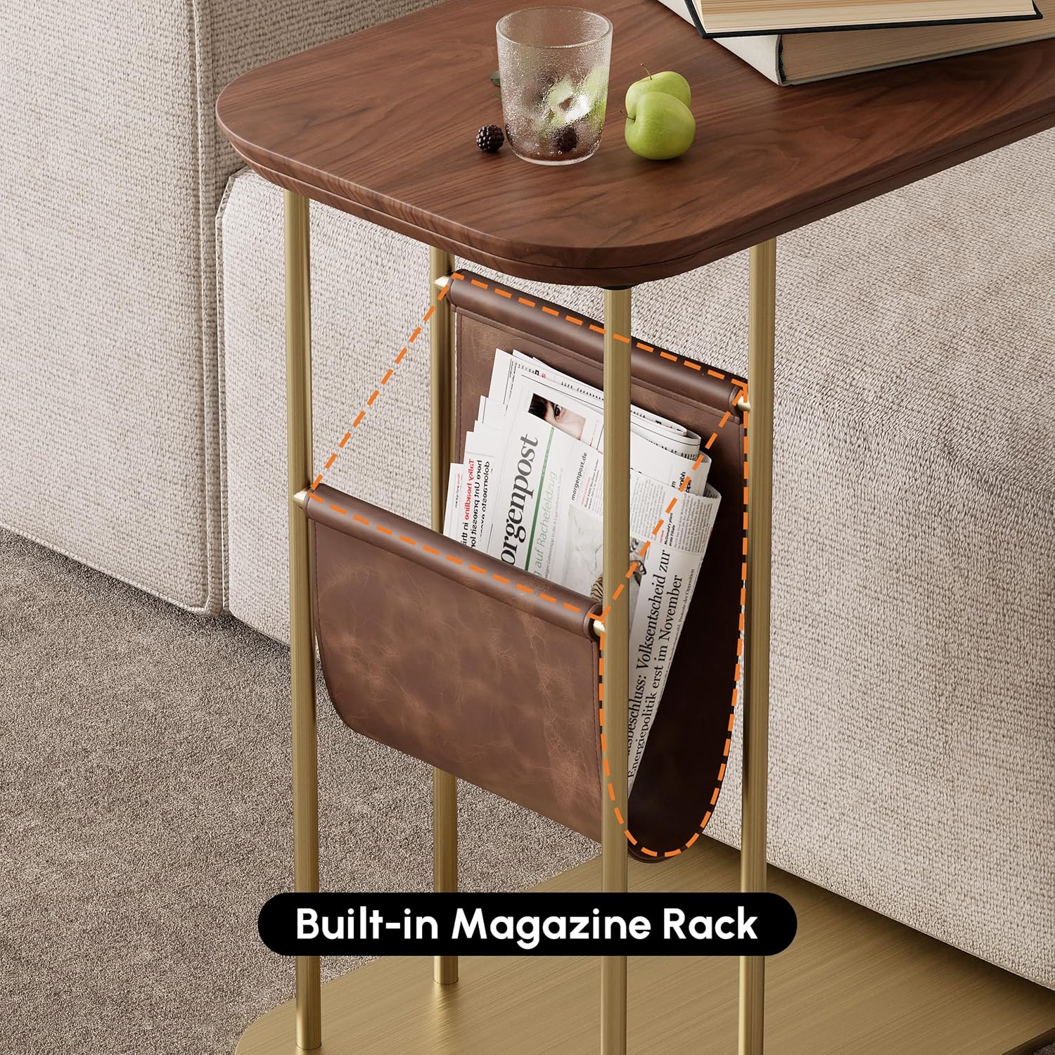homary Living Room Furniture Set 3 Piece – Modern Coffee Table Set with TV Stand & C-Shaped Side Table, Wood Entertainment Center with Storage for Apartment & Home (Set-A)