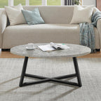 Roundhill Furniture Modern Harmony 3-Piece Wood Oval Coffee Table Set, Gray