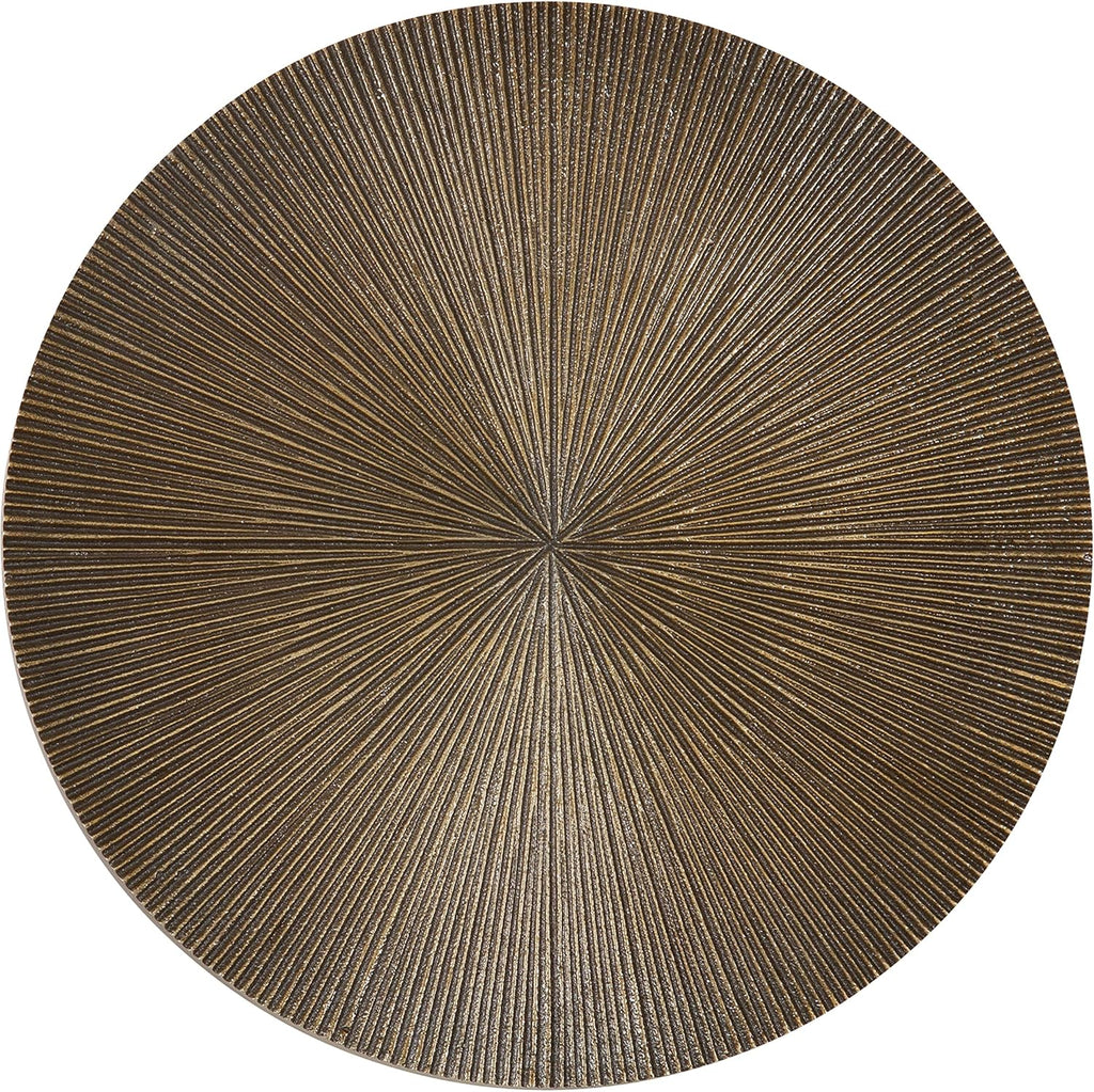 Kate and Laurel Engles Traditional Adjustable-Height Pedestal Drink Table; 10 x 10 x 30; Antique Brass; Vintage Round Indoor Metal Plant Stand with Embossed Sunburst Pattern