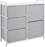 Amazon Basics Bedroom Closet Organizer with 5-Fabric Storage Drawers for Clothes Storage, White