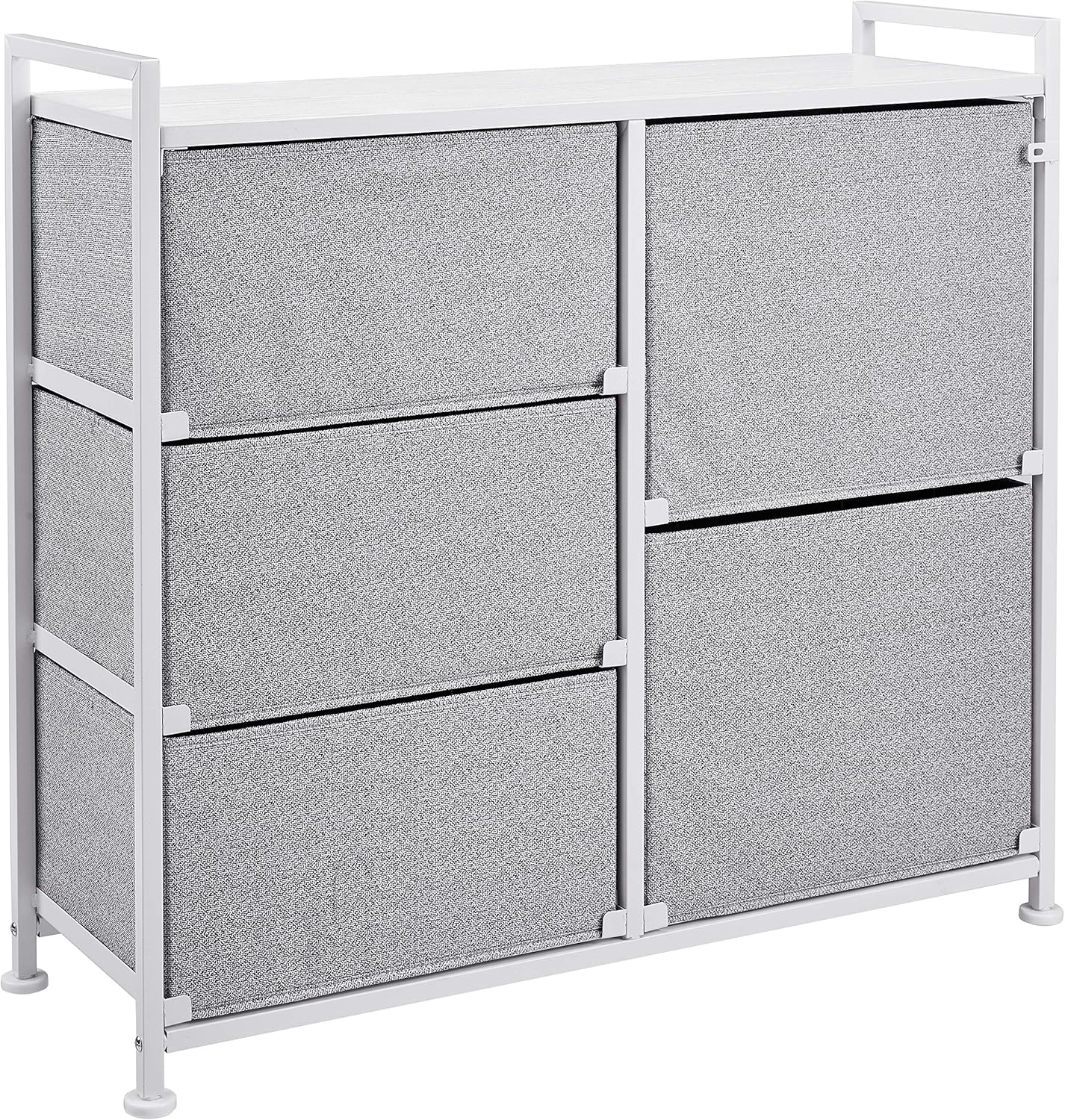 Amazon Basics Bedroom Closet Organizer with 5-Fabric Storage Drawers for Clothes Storage, White