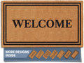 Barnyard Designs Natural Coco Coir Heavy Duty Backing Doormat - Large Cute Non-Slip Front Door Welcome Mat for Outside Entrance or Porch Entry, Brown (17x30, Welcome)