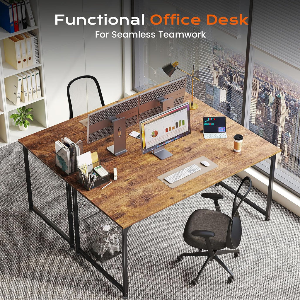 PRAISUN 47 X 24 Inch Computer Desk with Deeper Desktop, Gaming Office Writing Work Desk for Home Office, Study, Bedroom, Work from Home, Metal Frame, Rustic Brown