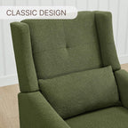 KISLOT Nursery Recliner Chair Swivel Glider Upholstered Rocker Fabric Manual Reclining Chair with Wood Base for Living Room Bedroom