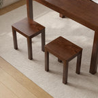 100% Solid Wood Stool, Walnut Wood Ottoman Footrest Stool Vanity Chair Bench Seat for Entryway Dining Bedroom Makeup (Walnut no Cushion, 1)