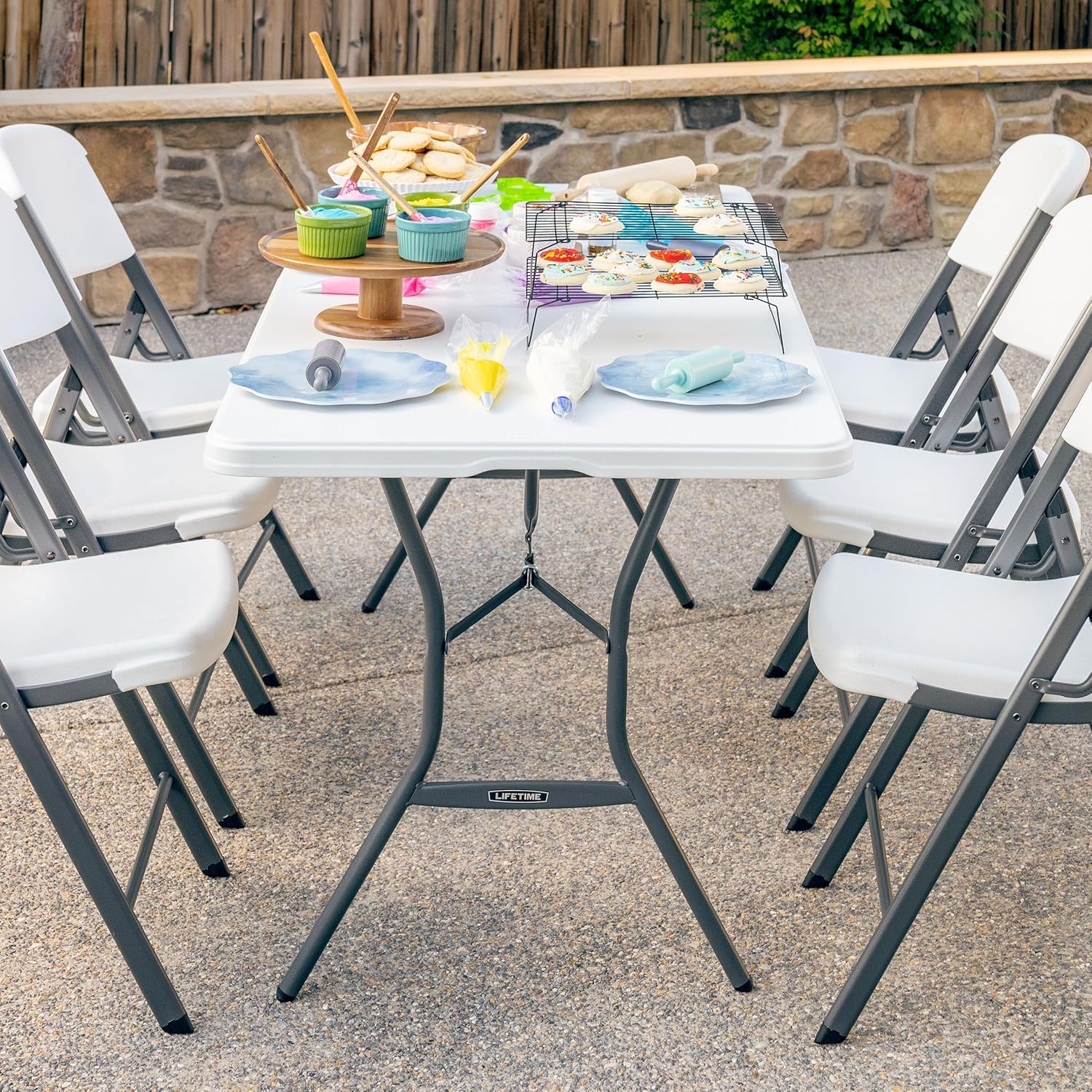 Lifetime 6-Foot Fold in Half Table, Light Commercial, White Granite