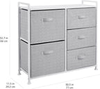 Amazon Basics Bedroom Closet Organizer with 5-Fabric Storage Drawers for Clothes Storage, White