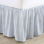 Laura Ashley - Queen Bedskirt, 100% Cotton Fabric with a Smooth and Lightweight Construction, 14.5" Drop Length, Stripe Bedding Design (Classic Ticking Blue)