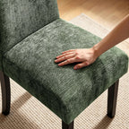 CHUN YI Upholstered Dining Chairs Set of 4, Fabric Dining Room Chairs with Solid Wood Legs, Modern Kitchen Chairs for Farmhouse Living Room Restaurant & Cafe, Green