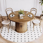 47 Inch Round Dining Table with Storage, 2-Layer Shelf & Wood Slide Door, Farmhouse Style, Waterproof Top, 330 lbs Capacity, for 4-6 Person, Easy Assembly, Walnut