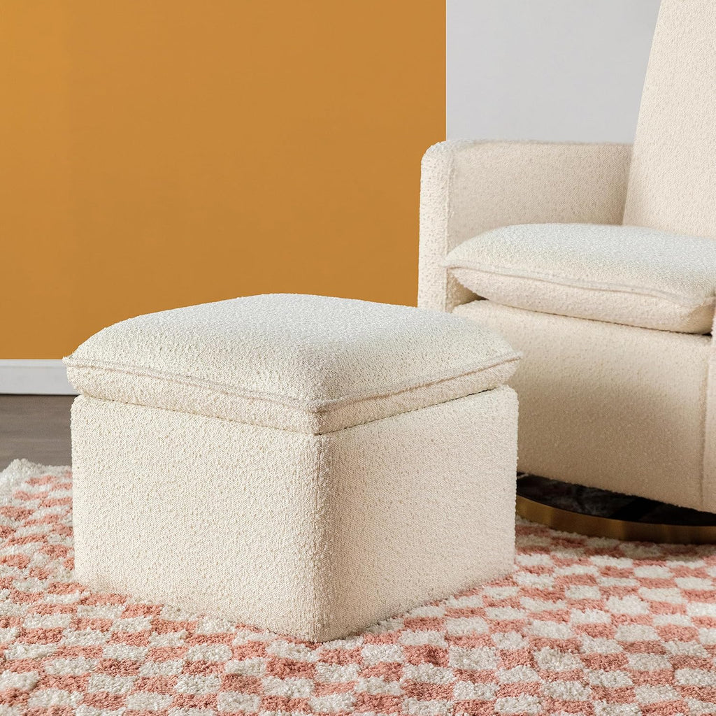 Babyletto Cali Storage Ottoman in Ivory Boucle, Greenguard Gold Certified