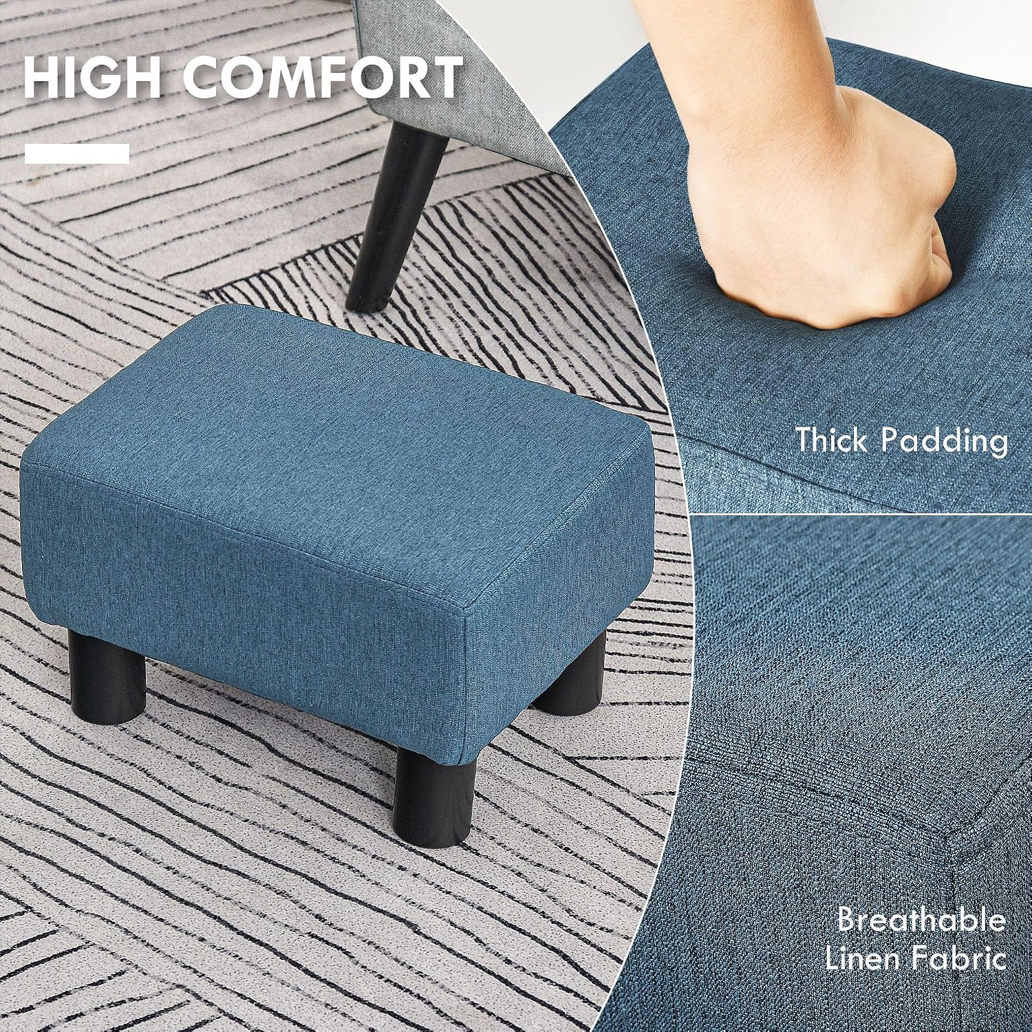 Linen Fabric Ottoman Footrest