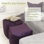 Majestic Home Goods Plantation Indoor/Outdoor Bean Bag Ottoman Pouf Cube, 17" L x 17" W x 17" H, Navy