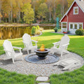 LUE BONA Folding Adirondack Chair, Chairs Set of 4, Cup Holder, Woodgrain, Fire Pit, Patio, Pool, White