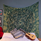 Craft Trade Indian Cotton Mandala Wall Hanging Tapestry for Aesthetic Boho Hippie Living Room, Meditation & Bedroom Décor - Green - 54x84 Inches