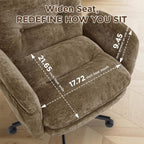 FiveWillowise Criss Cross Chair with Adjustable Arms&Hight Back,Thicken Wide Seat Home Office Chair,Lounge Makeup Vanity Chairs with Side Pockets,Comfy Cross Legged Desk Chair,Chenille Brown