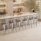 Andeworld Metal Bar Stools Counter Height Stools Dining Chairs High Back Industrial Barstools Set of 4 (30inch,Silver)