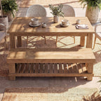 Tribesigns 63" Long Entryway Dining Bench with Slatted Shelf, Farmhouse Wooden Indoor Bench Seat with Storage for Dining Table, Hallway, Mudroom, Bedroom, Living Room