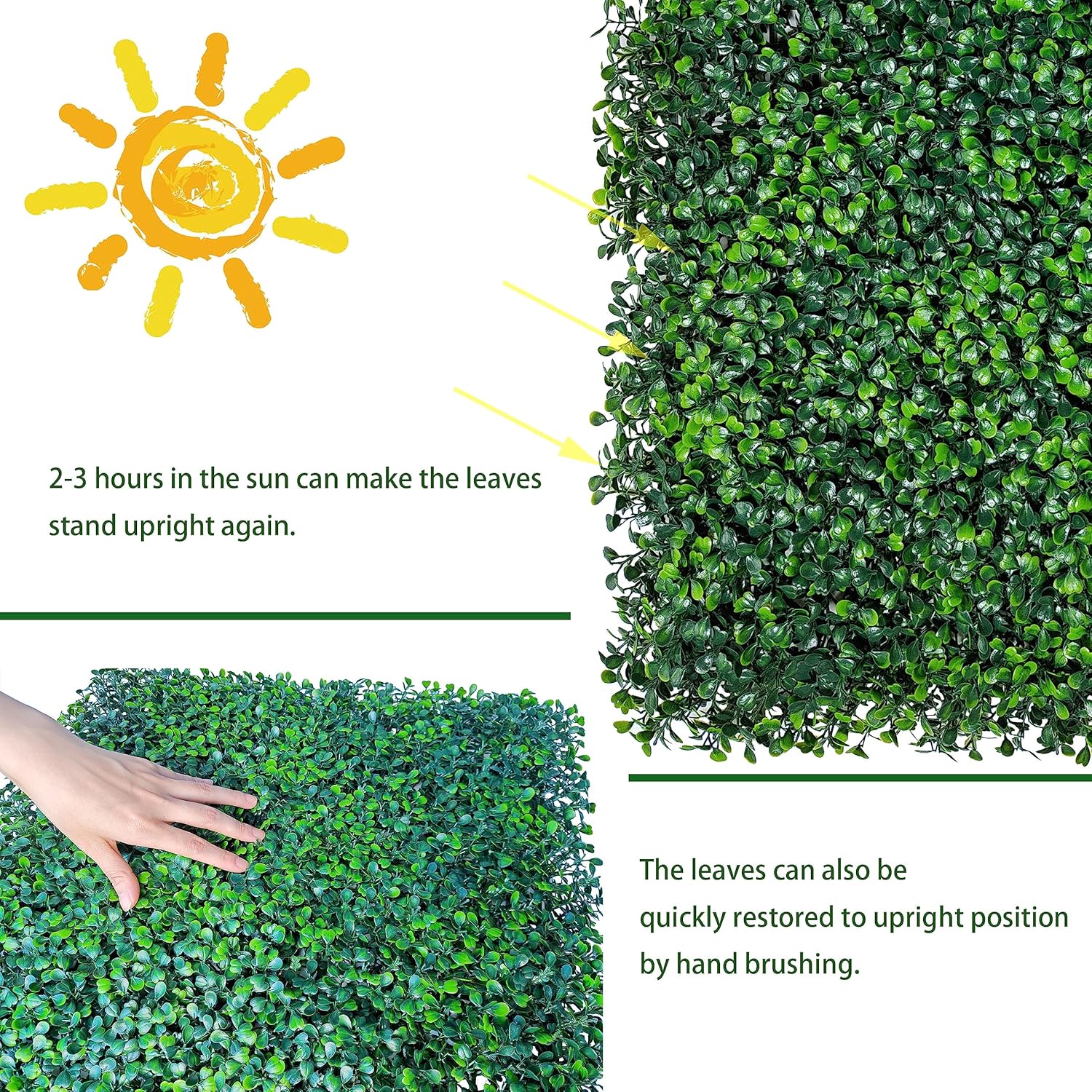 ODTORY Artificial Grass Wall Panel Backdrop,10" X 10" 12P(8.4 sqft) UV-Anti Greenery Boxwood Panels for Indoor Outdoor Green Wall Decor & Ivy Fence Covering Privacy