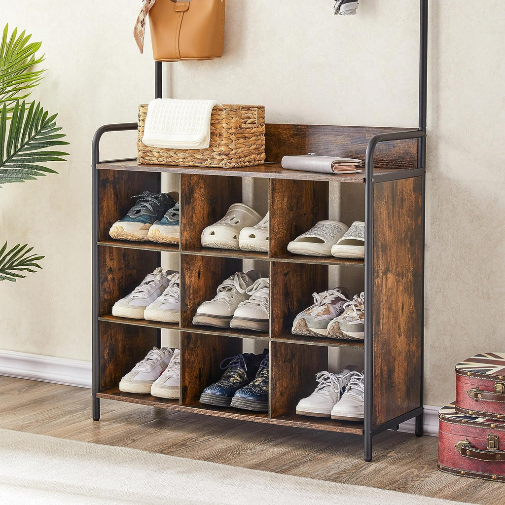 Hall Tree with Bench and Shoe Storage | Versatile Entryway Organizer with Coat Rack, Hooks & Shelf | Freestanding Mudroom Solution for Clothing and Shoes
