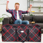 Christmas Heavy Duty Tree Storage Bag | Fits Up to 9 Ft. Tall Disassembled Xmas Tree | 25" X 20" X 65" | Durable 600D Oxford Material | Heavy Duty Holiday Storage Container (Plaid, 9ft)