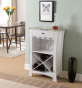 Kings Brand Hiland Bar Cabinet Wine Storage With Glass Holders & Drawer, White, White