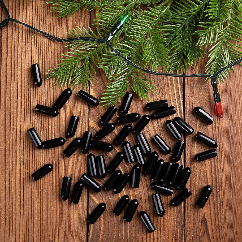 codree 150 PCS No Glow Caps for String Lights, String Light Cap to Hide The Extra Lights, Christmas Blackout Black Light Cap Covers for 5mm Diameter Glass LED String Lights
