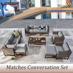 Outdoor Patio Ottoman with Cushion All Weather Wicker Footrest Rattan Furniture Square Footstool Seat with Metal Frame for Deck Yard Lawn