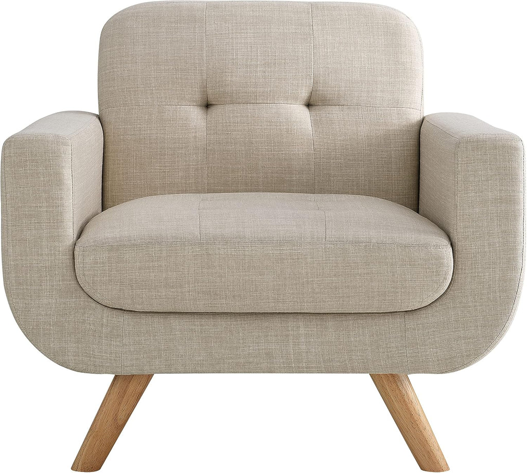 Rosevera Elena Contemporary Accent Armchair with Linen Upholstery Living Room Furniture, Natural