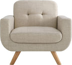 Rosevera Elena Contemporary Accent Armchair with Linen Upholstery Living Room Furniture, Natural