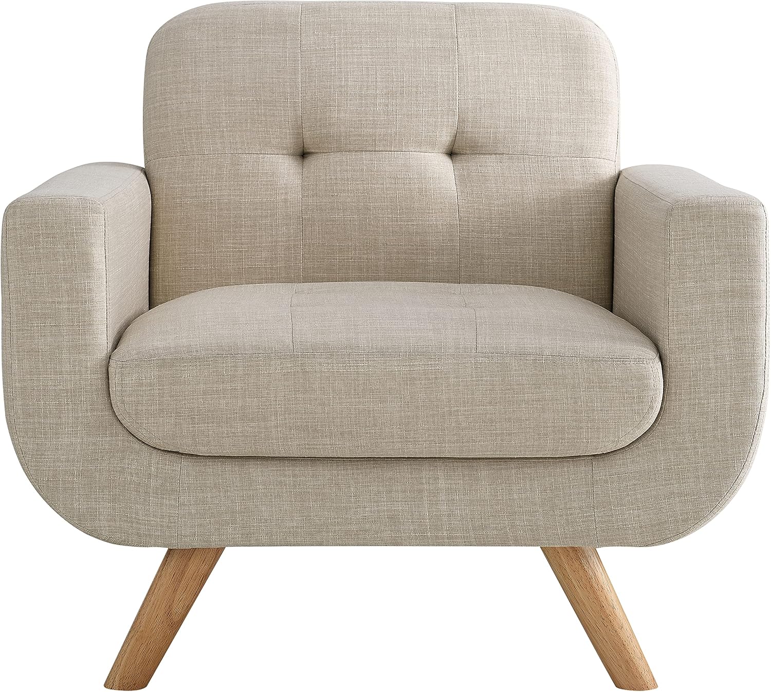 Rosevera Elena Contemporary Accent Armchair with Linen Upholstery Living Room Furniture, Natural