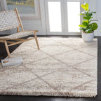 SAFAVIEH Hudson Shag Collection Area Rug - 6' x 9', Multi Ivory & Beige, Modern Trellis Design, Non-Shedding & Easy Care, 2-inch Thick Ideal for High Traffic Areas in Living Room, Bedroom (SGH281H)