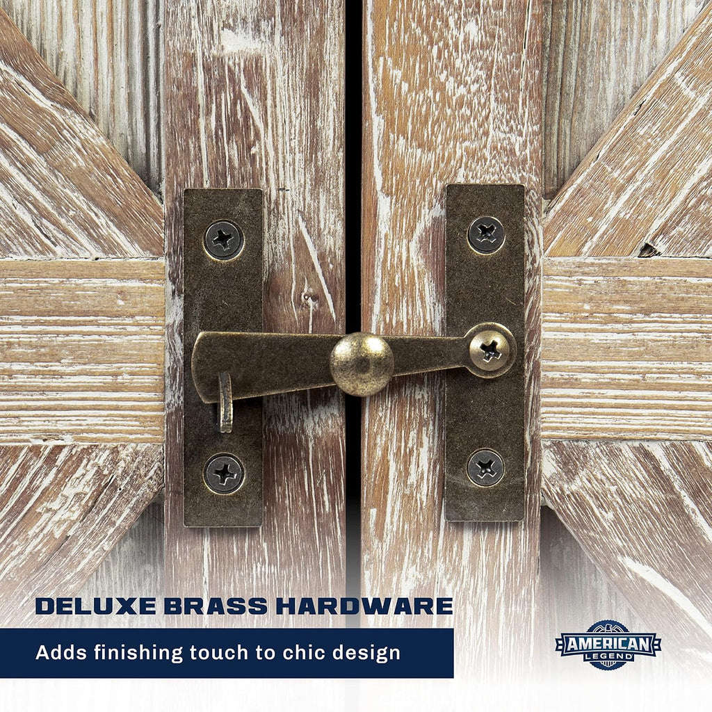 American Legend Barnwood Dartboard Cabinet with Wheat Finished Barn Style Doors - Dartboard Not Included