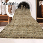 CHAMPLANT Area Rug 8x10 Washable Rug Brown Vintage Traditional Mat Distressed Indoor Foldable Thin Retro Accent Floral Non Slip Carpet Living Room Dining Room Office