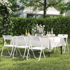 6 Pack White Plastic Folding Chairs, Lightweight Foldable Chair with 350lbs Capacity, Portable Seat with Sturdy Steel Frame for Indoor & Outdoor Use