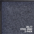 Sierra Concepts Front Door Mat Welcome Floor Mats - Entryway Indoor Outdoor Entrance Doormat, Patio, Porch, Muddy Shoe, Inside Outside Low Profile, 30x17 inches, 2-Pack Gray