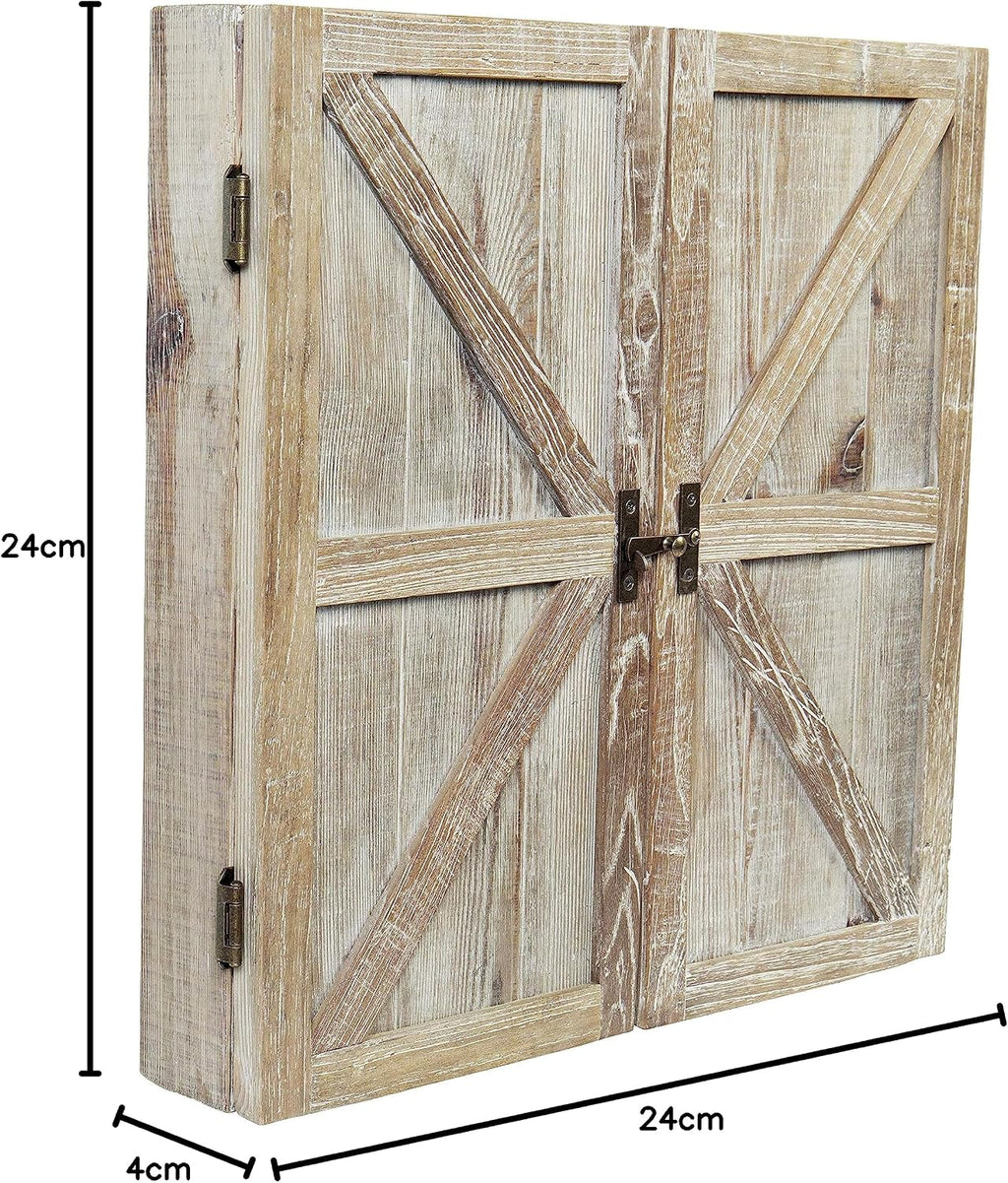 American Legend Barnwood Dartboard Cabinet with Wheat Finished Barn Style Doors - Dartboard Not Included