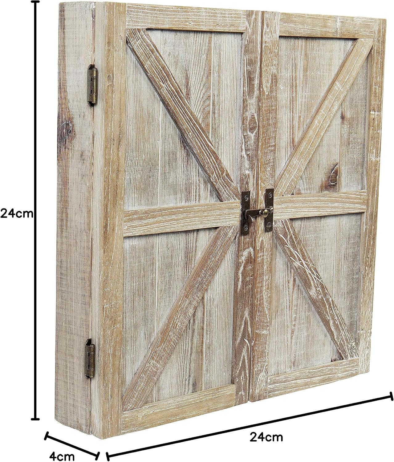 American Legend Barnwood Dartboard Cabinet with Wheat Finished Barn Style Doors - Dartboard Not Included