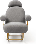 Sherpa Fabric Rocking Chair,Accent Upholstered Rocker Glider Chair for Baby and Kids,Comfy Armchair with Gold Metal Frame,Leisure Sofa Chair for,Bedroom,Living Room,Office,Grey
