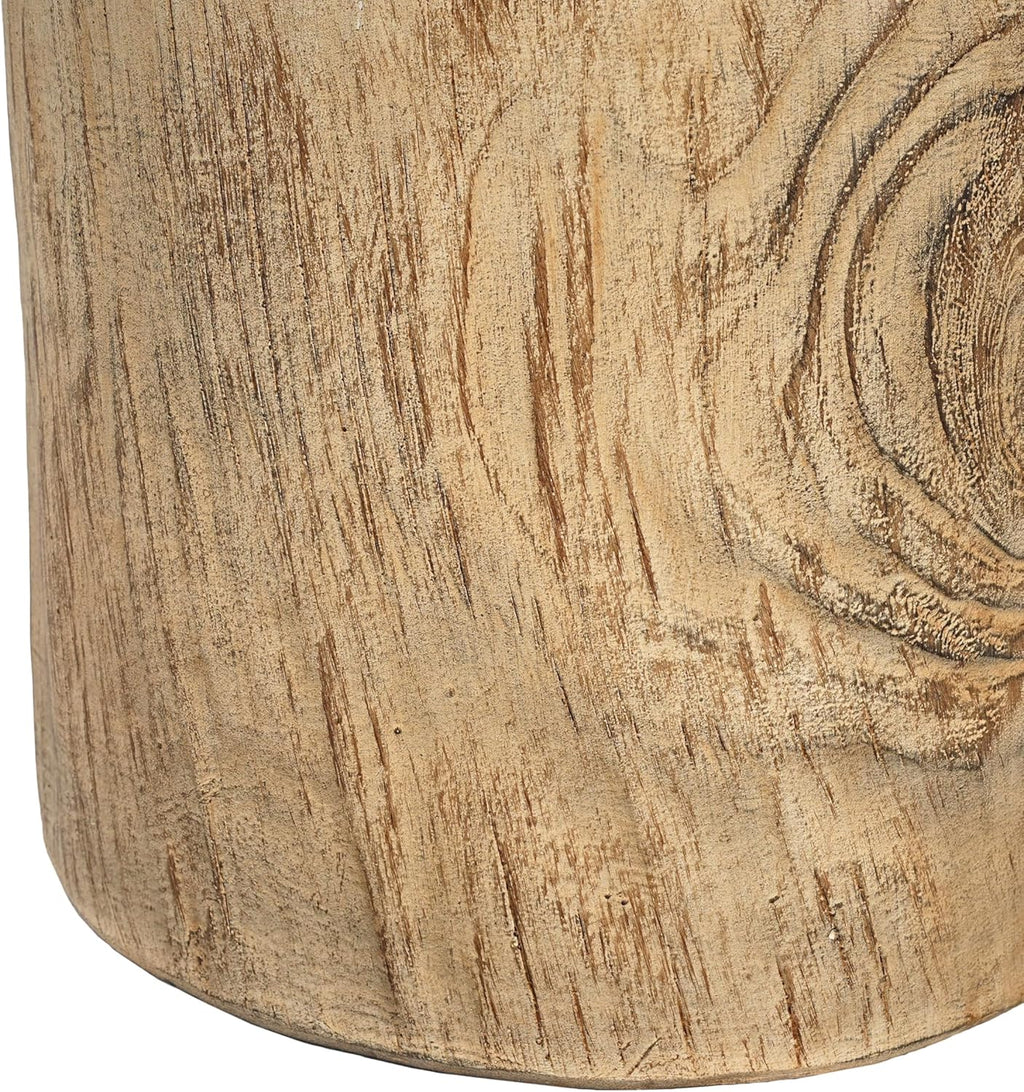 Merax MGO Wood Grain Side Table, Realistic Tree-Stump Design, Lightweight Concrete End Table for Indoor & Outdoor Use, Natural Wood