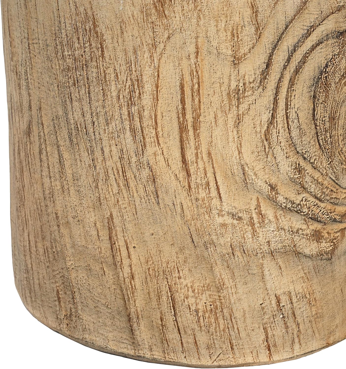 Merax MGO Wood Grain Side Table, Realistic Tree-Stump Design, Lightweight Concrete End Table for Indoor & Outdoor Use, Natural Wood