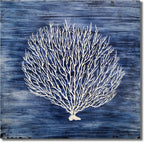 Yihui Arts Navy Blue Canvas Wall Art Hand Painted White Coral Painting Modern Abstract Tree Pictures Coastal Artwork for Bedroom Living Room Bathroom Decor
