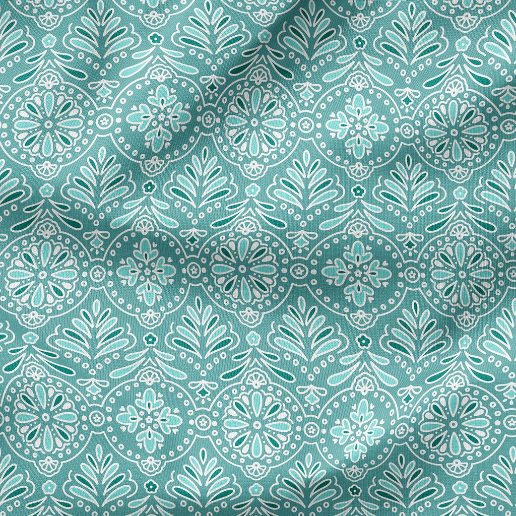 Arden Outdoor Dining Chair Cushion, 2 Pack, 20 x 20, Rain-Proof, Fade Resistant, Turquoise Daphne Medallion
