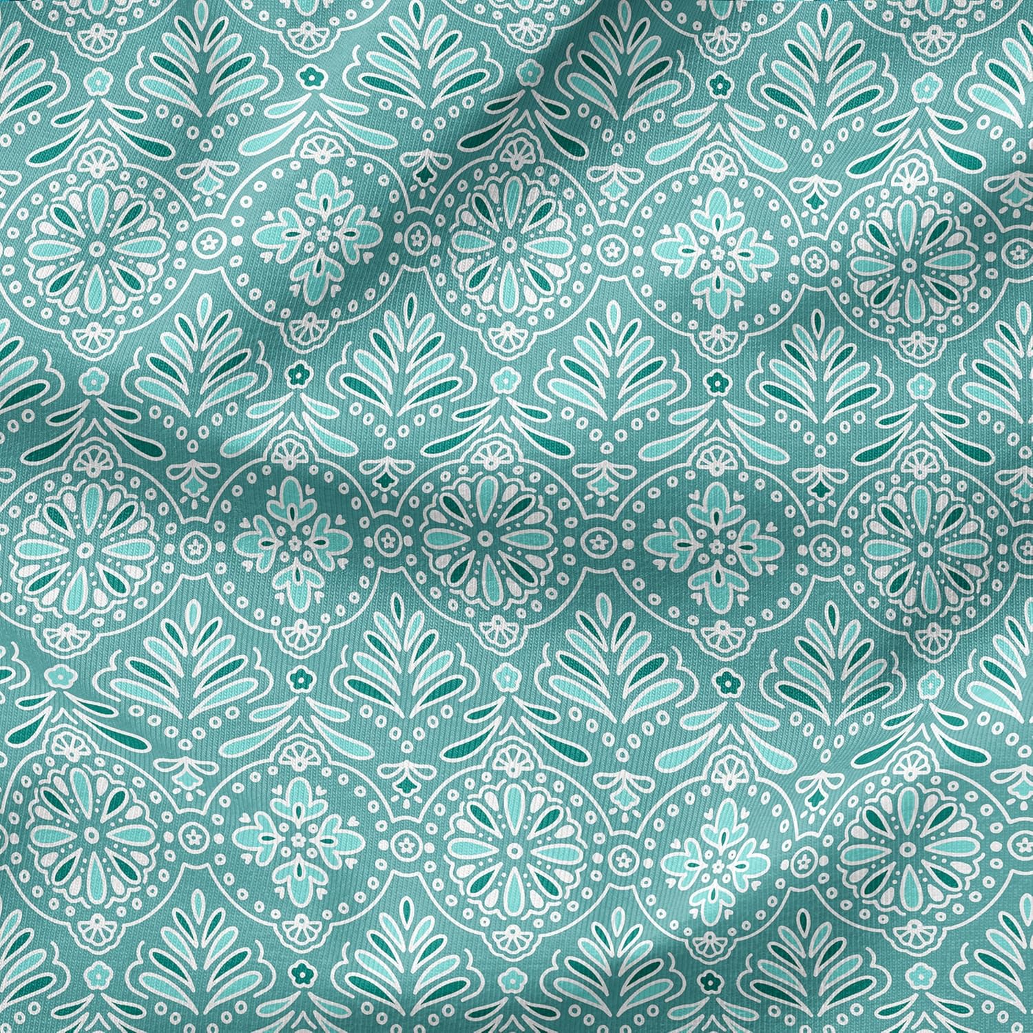 Arden Outdoor Dining Chair Cushion, 2 Pack, 20 x 20, Rain-Proof, Fade Resistant, Turquoise Daphne Medallion