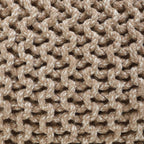 · REDEARTH · Round Pouf Ottoman - Hand Knitted Boho Poof - Beige Ivory | 100% Cotton, 18"x18"x14"; Doubles as Footstool, Foot Rest; Great for Living Room, Bedroom, Nursery, Patio, Dorm, Lounge