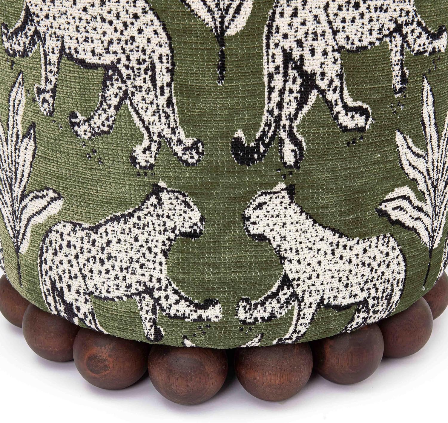 Tov Furniture Dex Olive Green Leopard Jacquard Ottoman